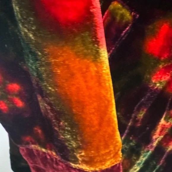 Coldwater Creek Women's Velvet Bomber Jacket - Red and Green - Picture 4 of 10